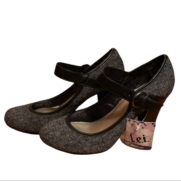 Lei Black Dark Academia Twee Style Work Heels Size 10 NWT - Picture 1 of 3